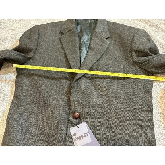 StudioSuits Herringbone Tweed Blazer Wool Sport Coat Custom Tailored Olive Brown